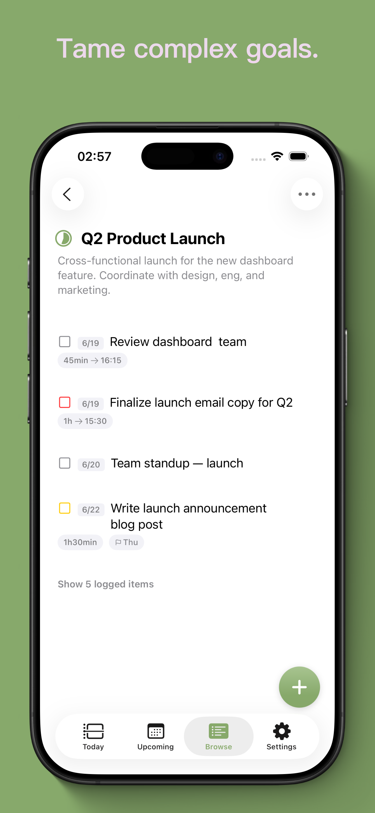 Screenshot of Flowiz App's Week view.